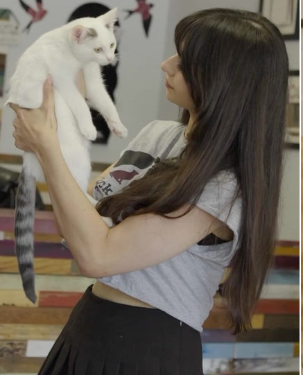 Audrey with cat